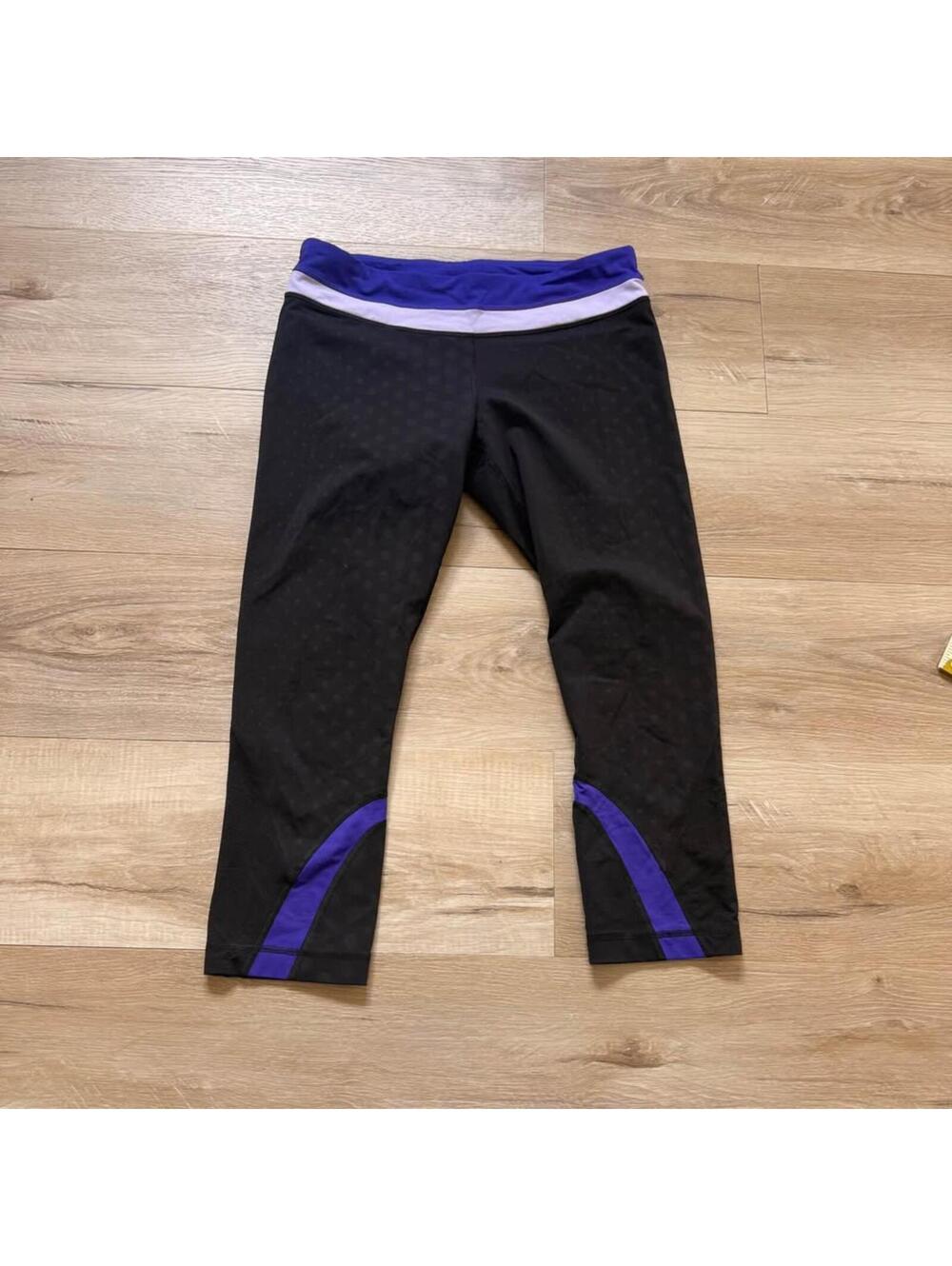 Lululemon Run: Inspire Crop II Leggings Black Purple Women's 10